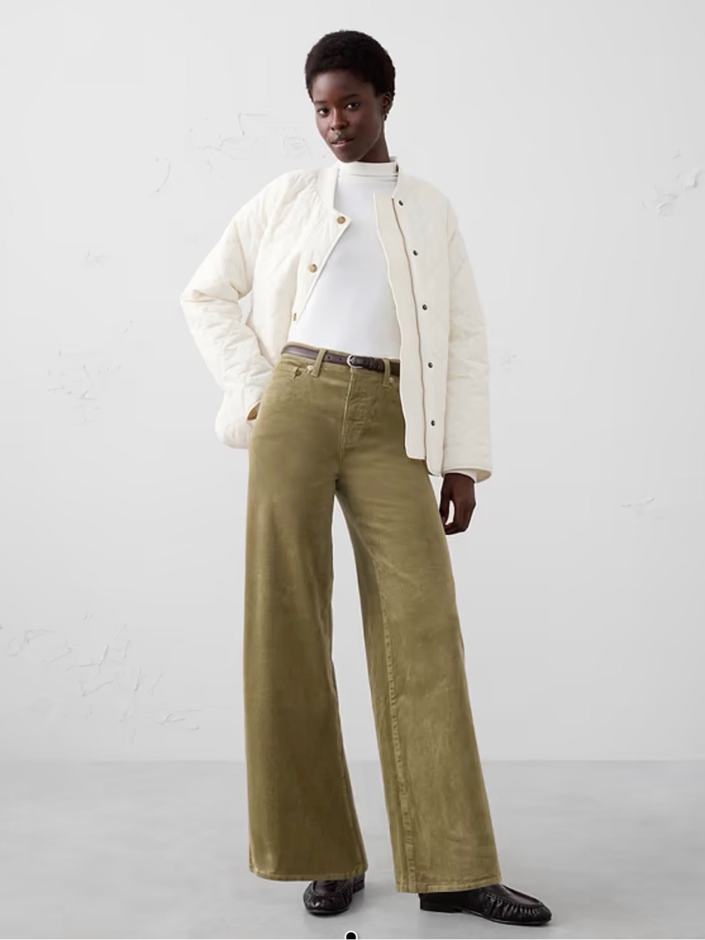 Banana Republic High Rise Wide Leg Corduroy Pants 12 Dark Green Dark Academia